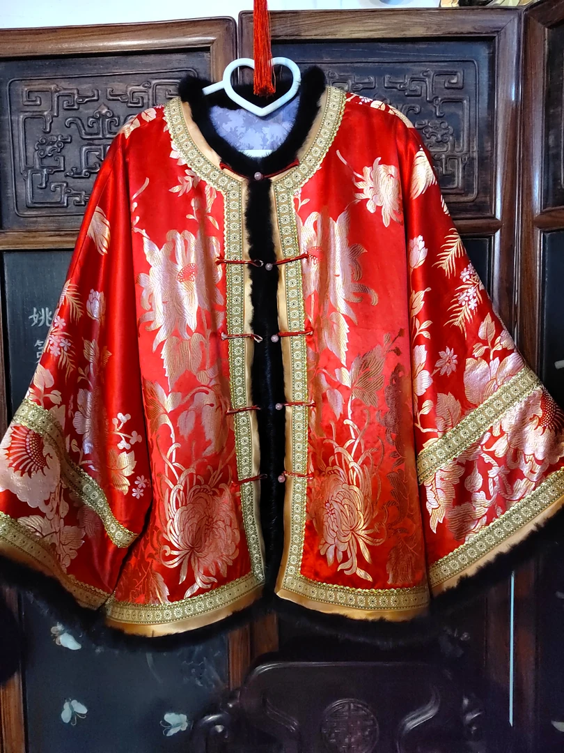 羊绒棉服上衣（桑蚕丝老软缎）中国风