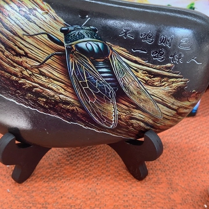 石材知了摆件真美啊