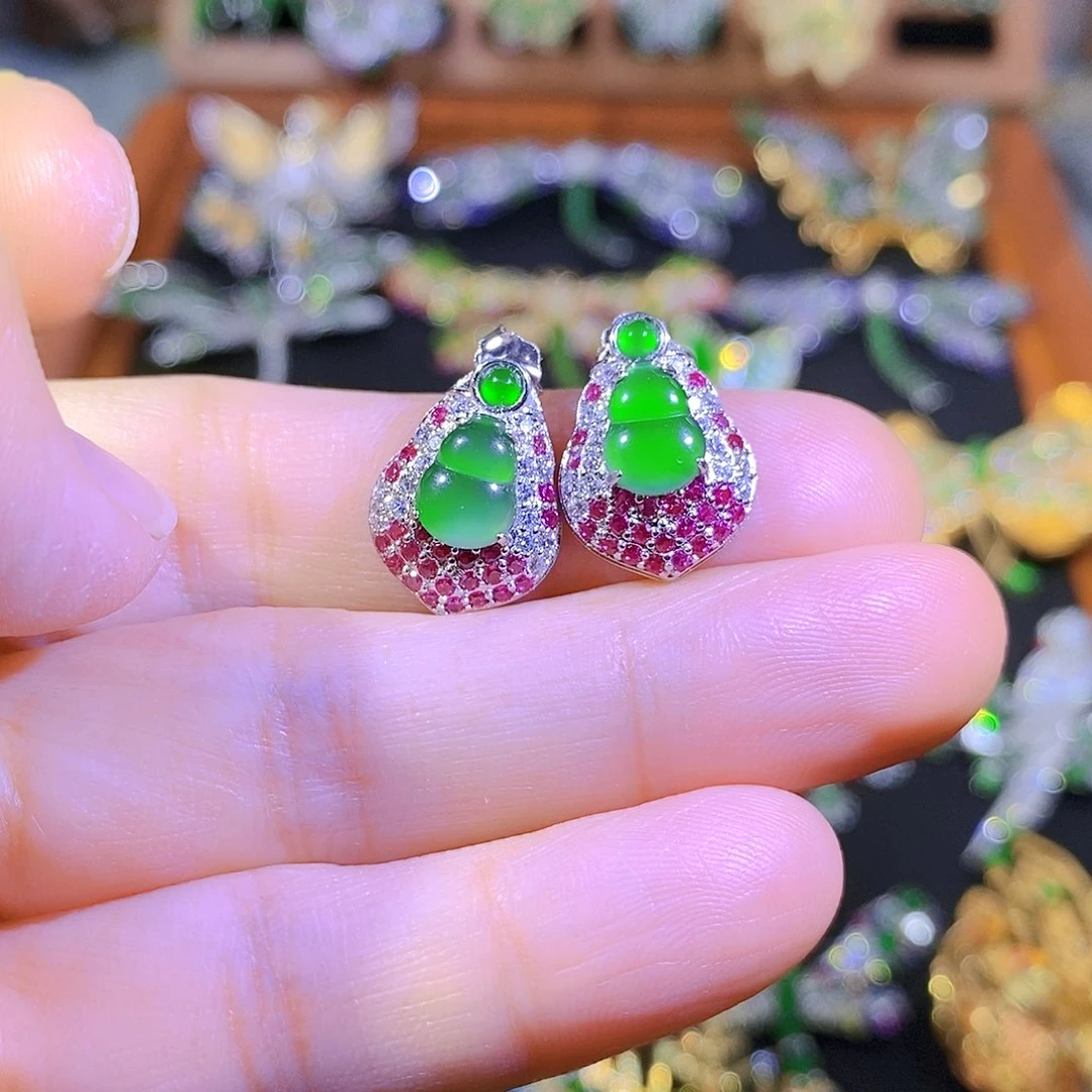 吊坠(不含链)银S925镶嵌翡翠