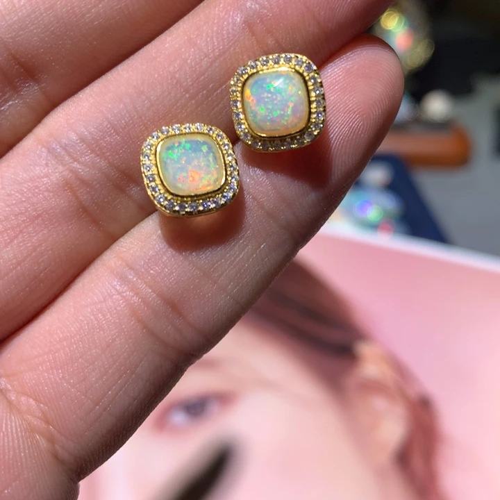 O***.欧泊银S925镶嵌欧泊耳钉