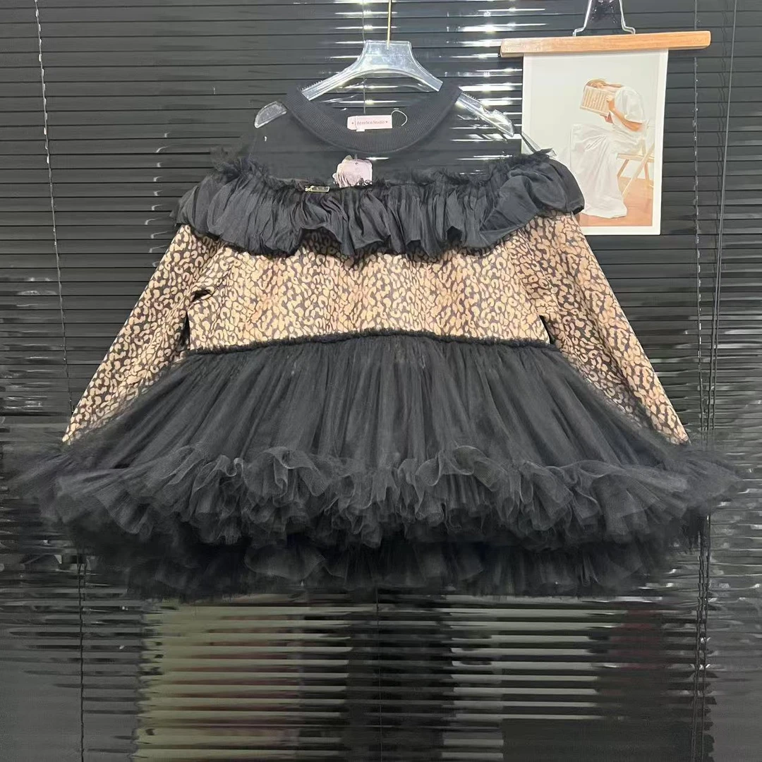 5289【高定系列】设计师新款拼接纱纱秋季长袖女装连衣裙