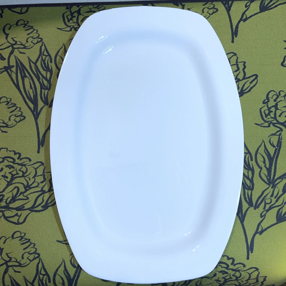 纯白骨质瓷12寸方形鱼盘边长32.5CM唐山工厂自产自销