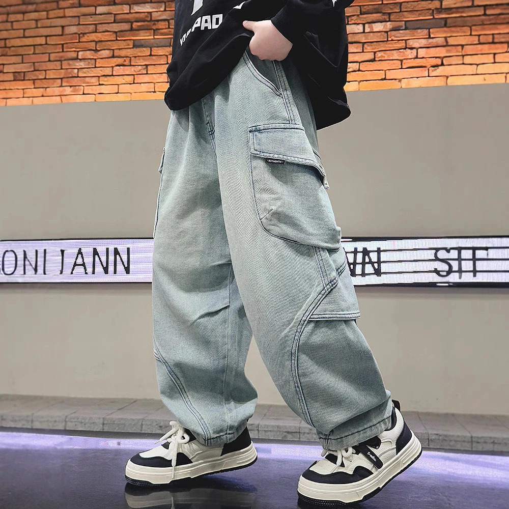 男童裤子春季炸街2025春秋新款长裤中大童装1215岁女孩秋季牛仔裤