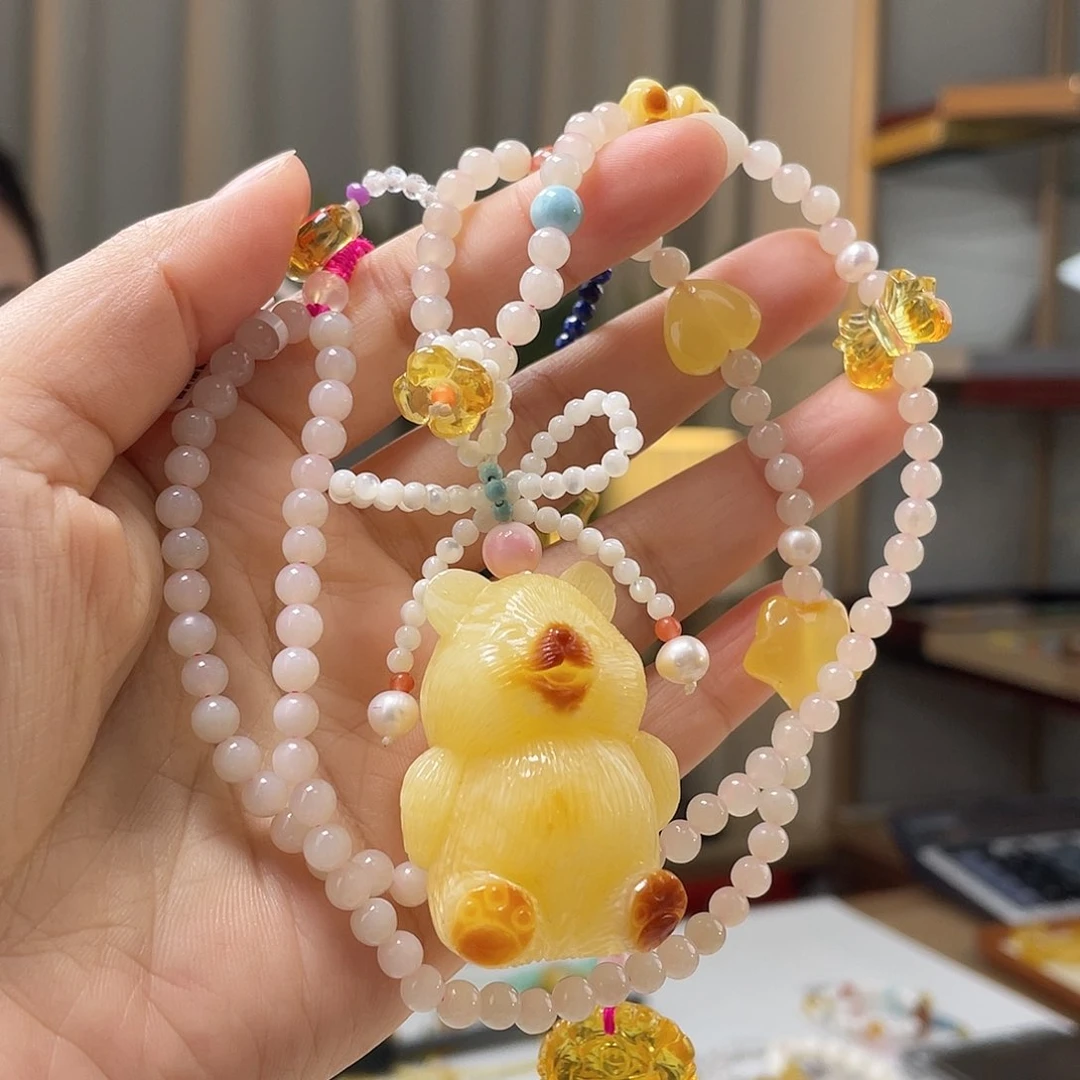 琥珀裸石未镶嵌蜜蜡吊坠