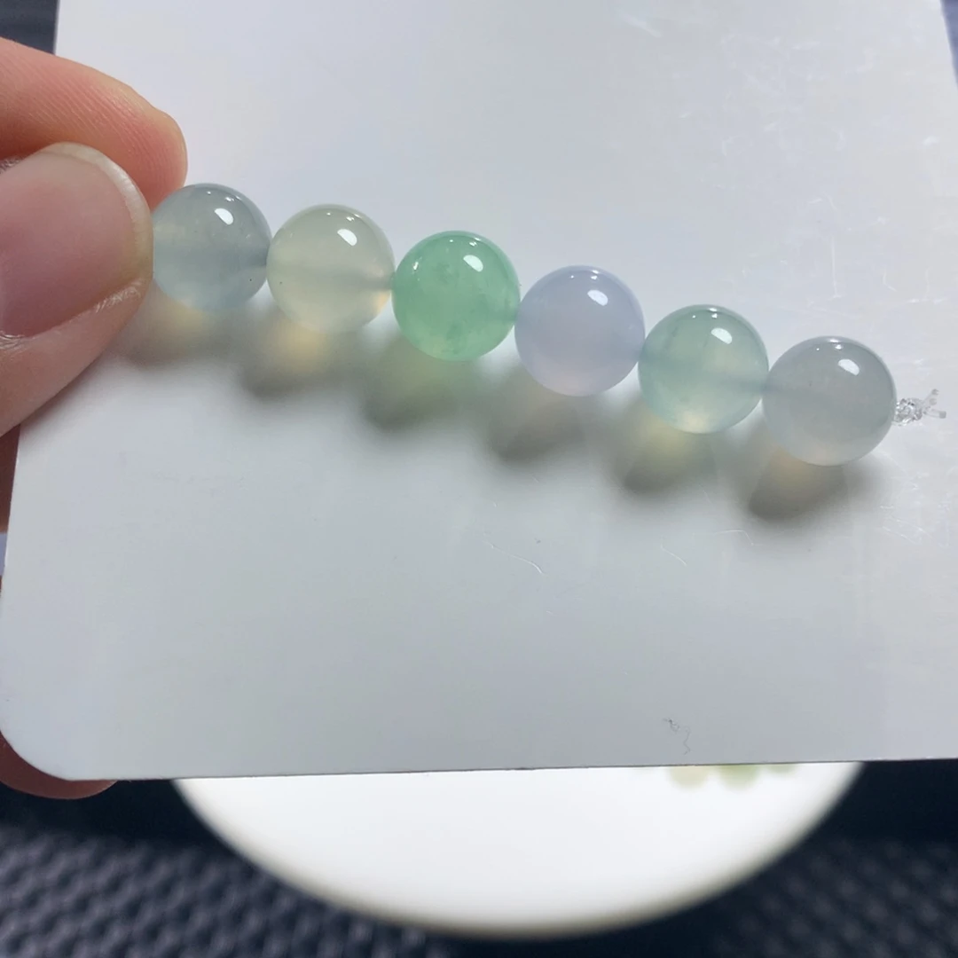 翡翠未镶嵌手串卡10玛卡龙半串