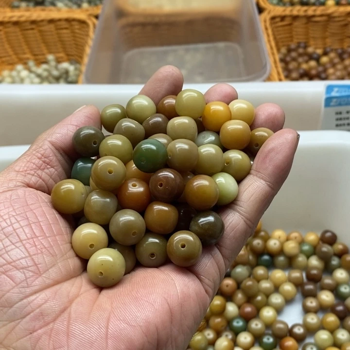 吊坠白玉菩提瑕疵12糖果桶珠60颗