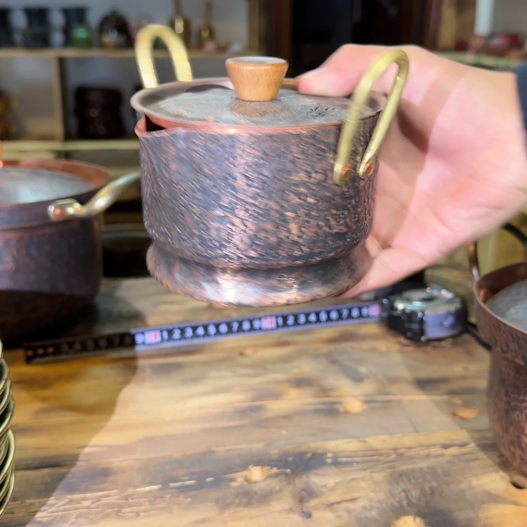 紫铜手工双耳锅一个做旧