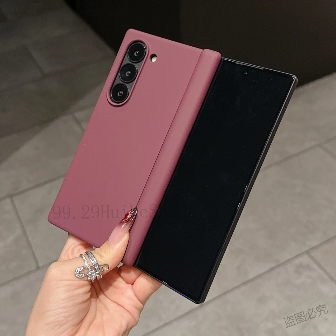 适用三星zfold6手机壳新款折叠屏zfold5中轴铰链全包后壳网红肤感