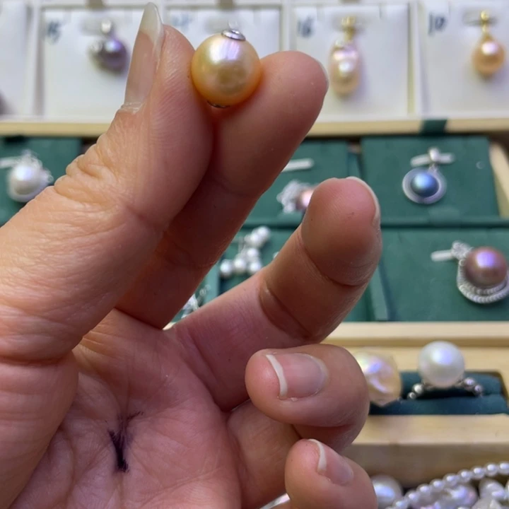 淡水珍珠吊坠(不含链)银S925镶嵌