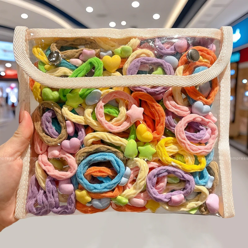 彩色儿童扎头发头饰女2025新款小肠发圈高弹力耐用橡皮筋头绳发饰