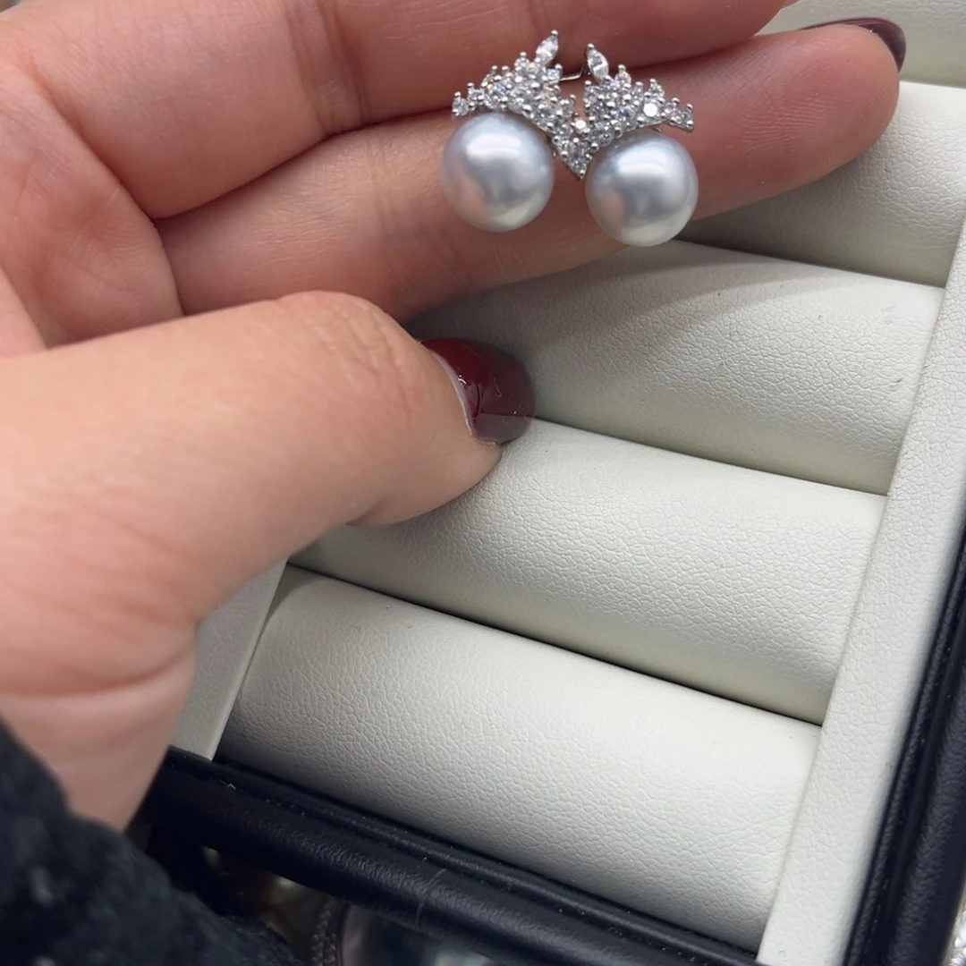 耳饰海水珍珠银S925镶嵌