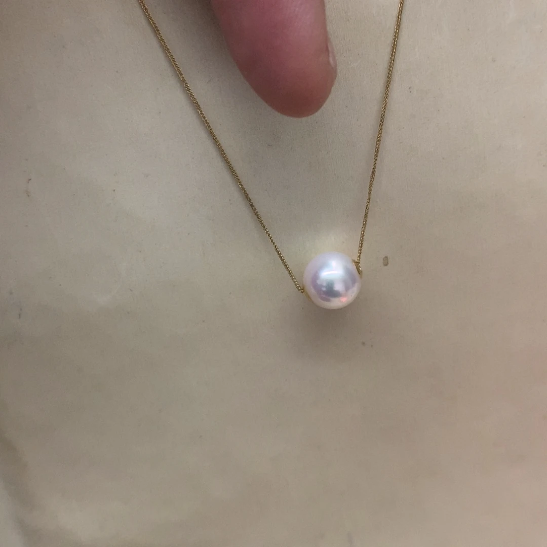 海水珍珠颈饰18K金镶嵌9-9.5akoya路路通