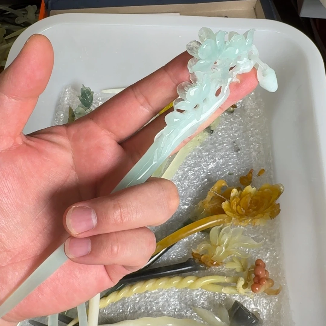 岫玉发饰未镶嵌明君玉簪就是好看