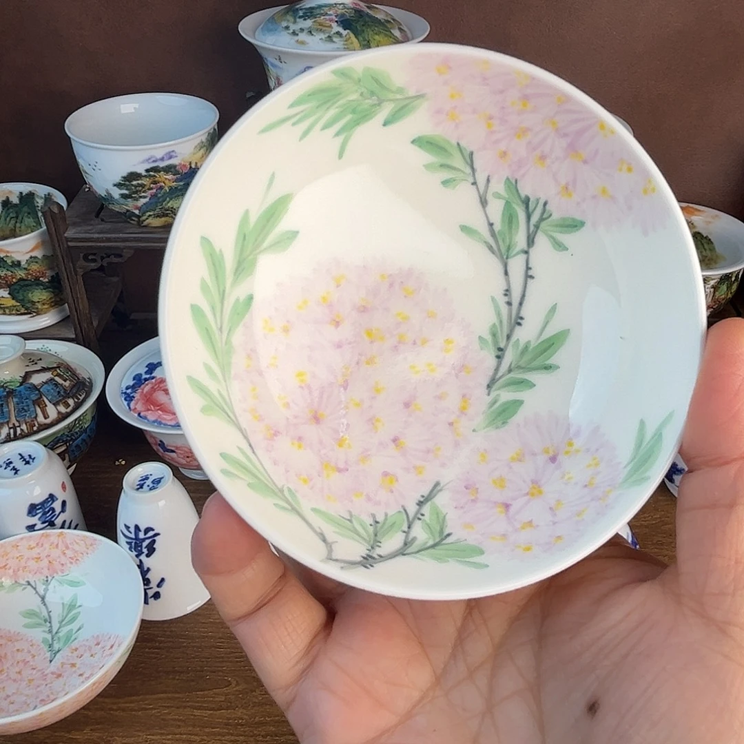 忠意堂釉下彩紫绣球微瑕不退