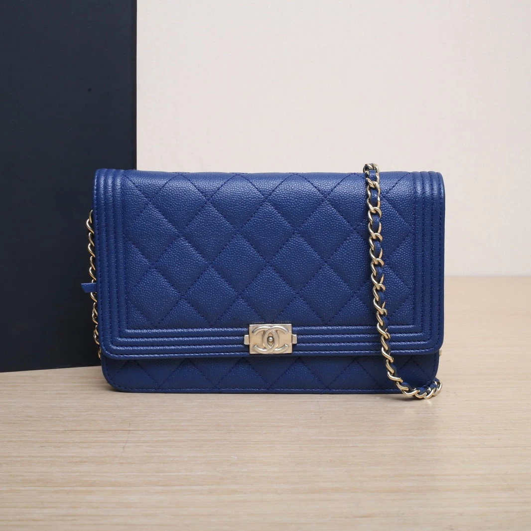 95新 Chanel/香奈儿 【娇】Leboy WOC 19cm 蓝色 094476