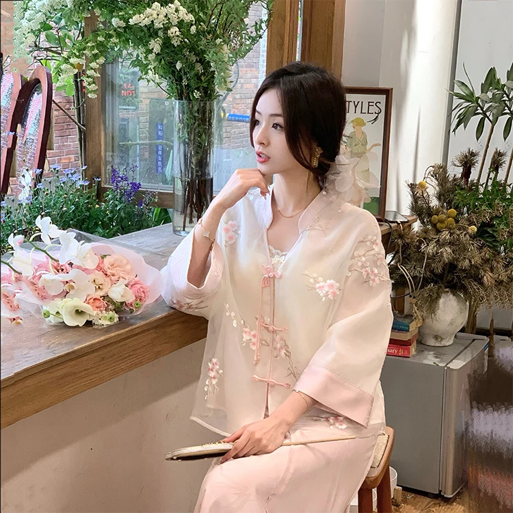 金蘑菇菇 小桃灼灼 不负韶华/新中式 古法双绣双纱国风外套