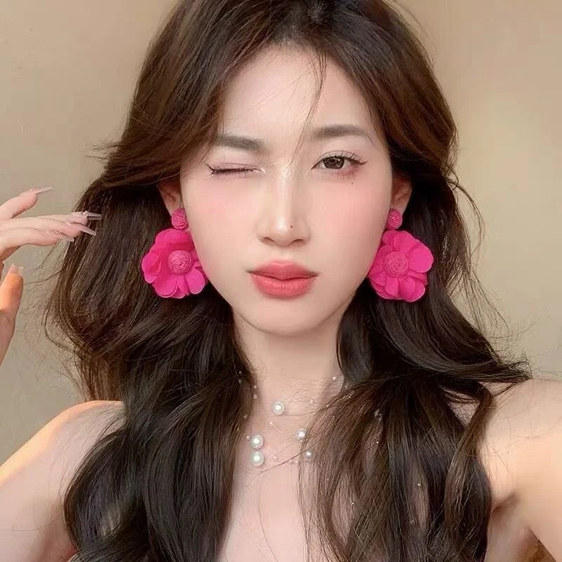 小清新甜美气质花朵耳环女小众设计感耳钉高级感夸张耳坠独特耳饰
