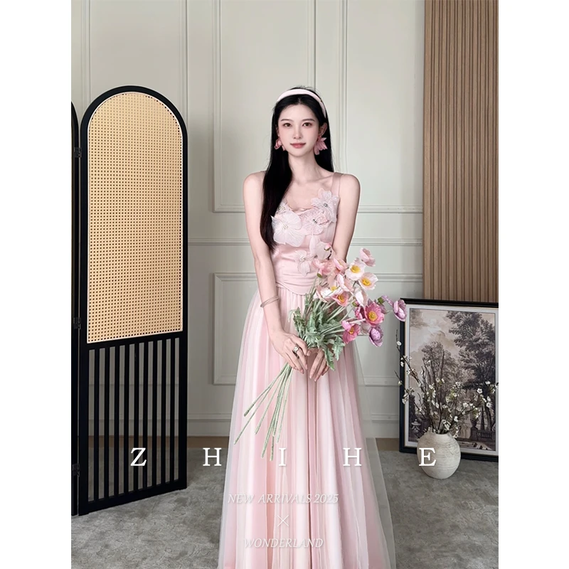 至禾Wonderland【玛格丽特】法式浪漫贴片立体花装饰缎面宽肩带百搭