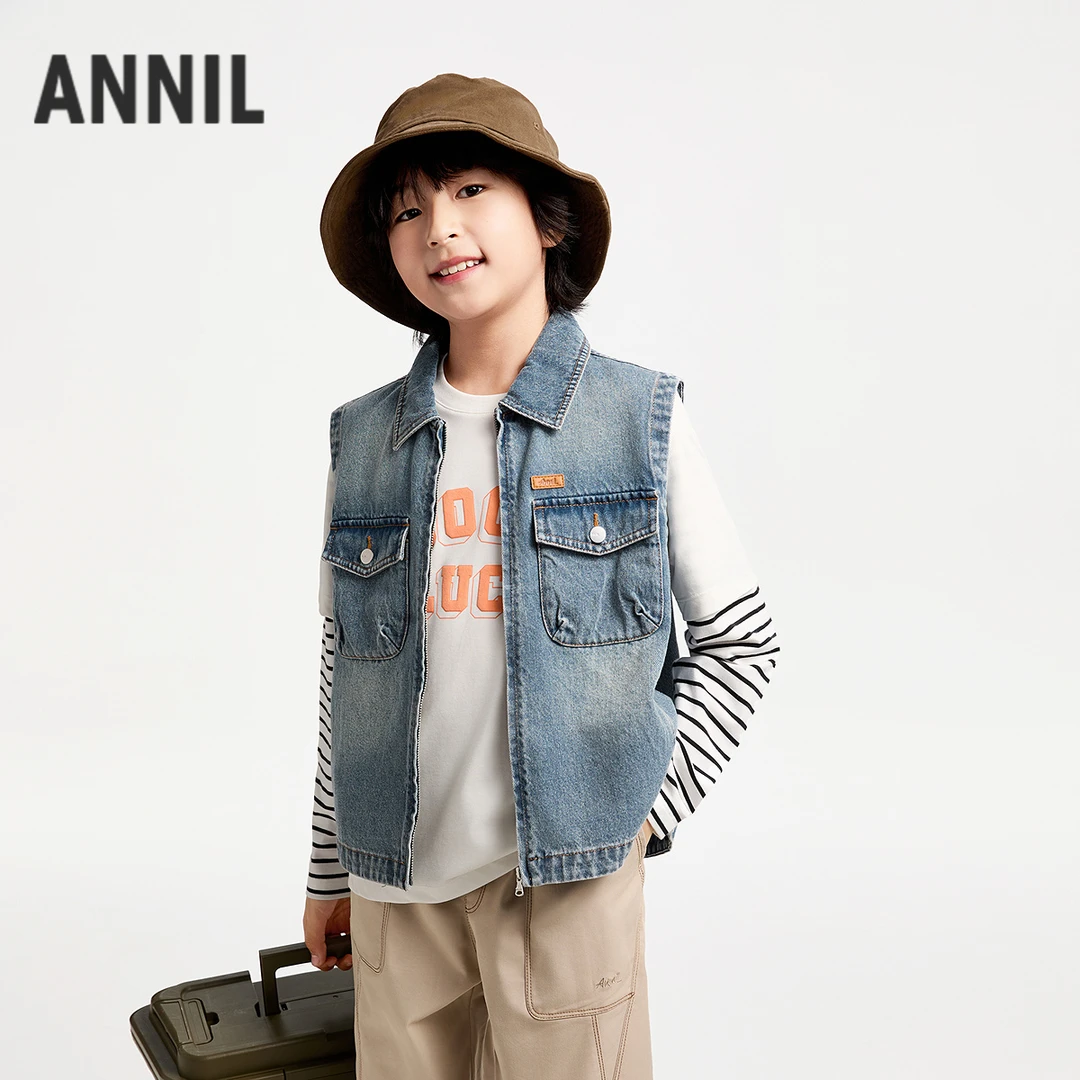 男童女童牛仔马夹春季新款安奈儿童装EM512023