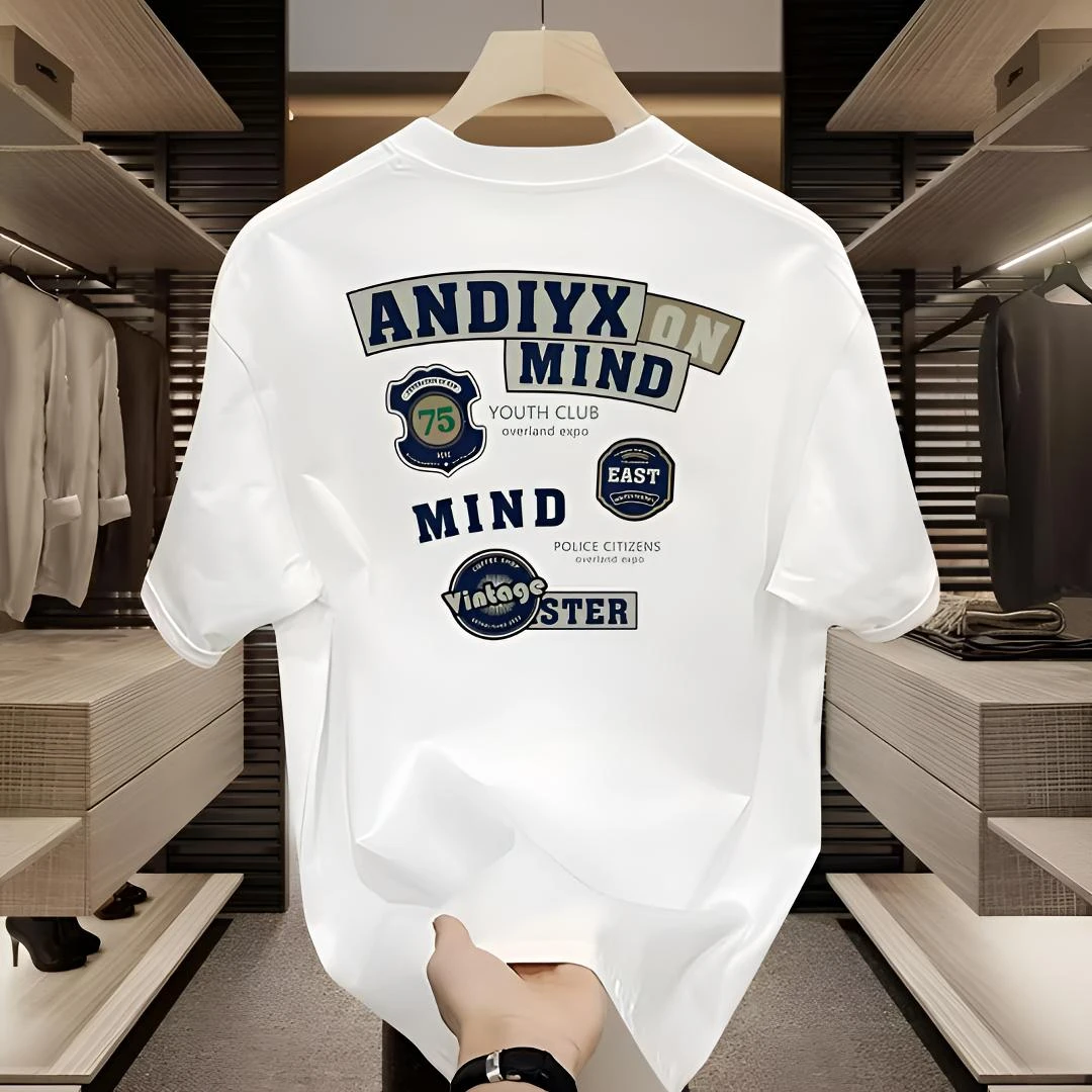 雅鹿男装男生纯棉t恤新款宽松纯棉半袖宽松衣服短袖t恤夏季新款纯