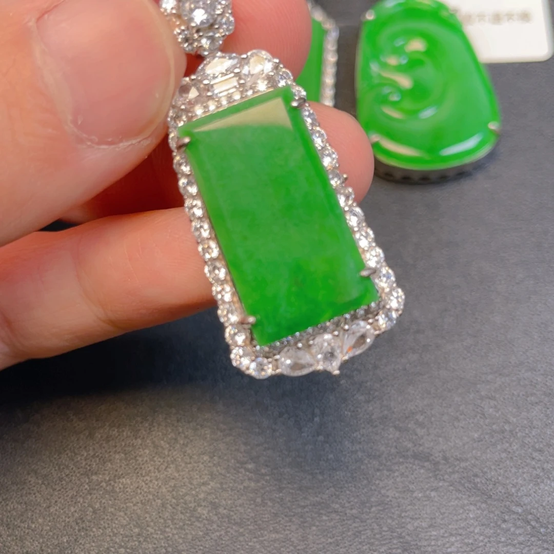 翡翠银S925镶嵌吊坠(不含链)