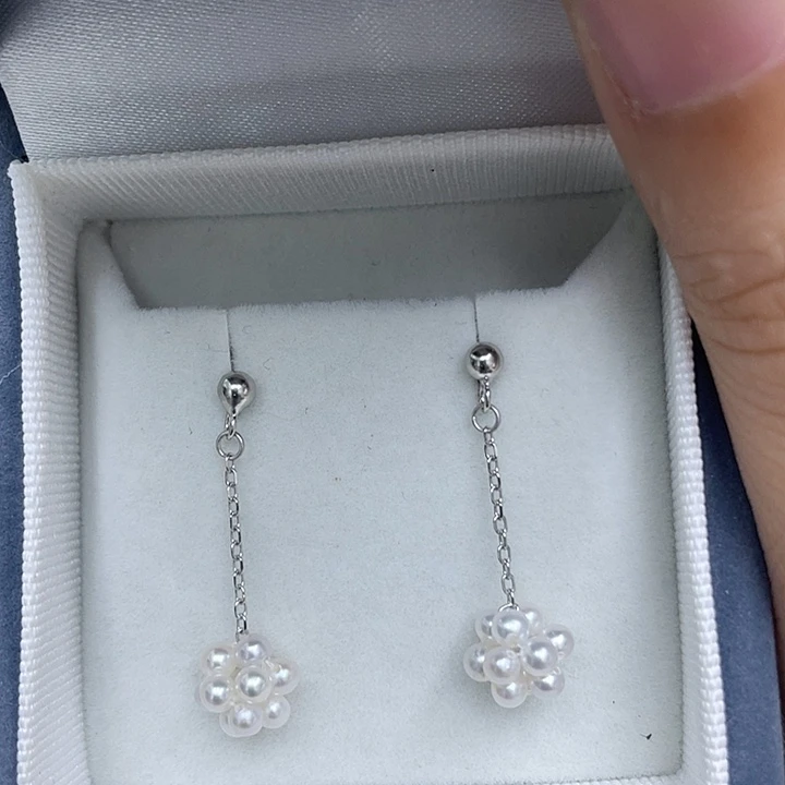 银S925镶嵌淡水珍珠耳饰