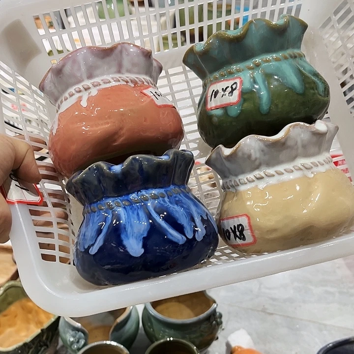 瓷片花盆多肉植物艺术品