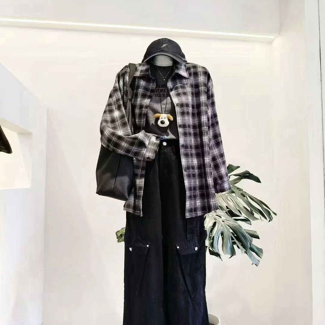 复古甜美风时尚格纹女士休闲