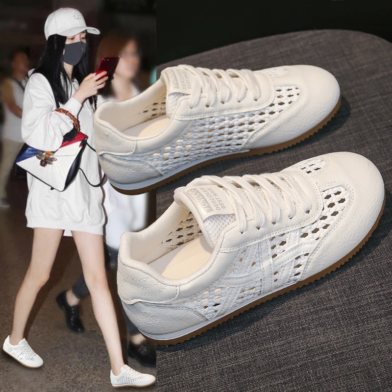 镂空编织透气夏季时尚休闲鞋小白鞋甜辣千金风运动学生休闲鞋百搭