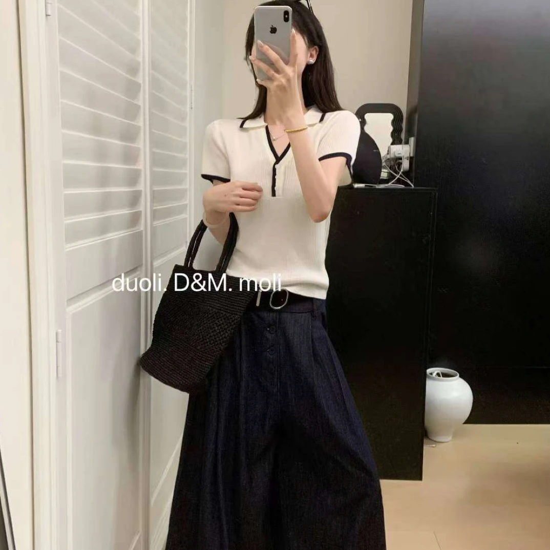 【罗罗严选】3020翻领早秋针织衫（衣长53）