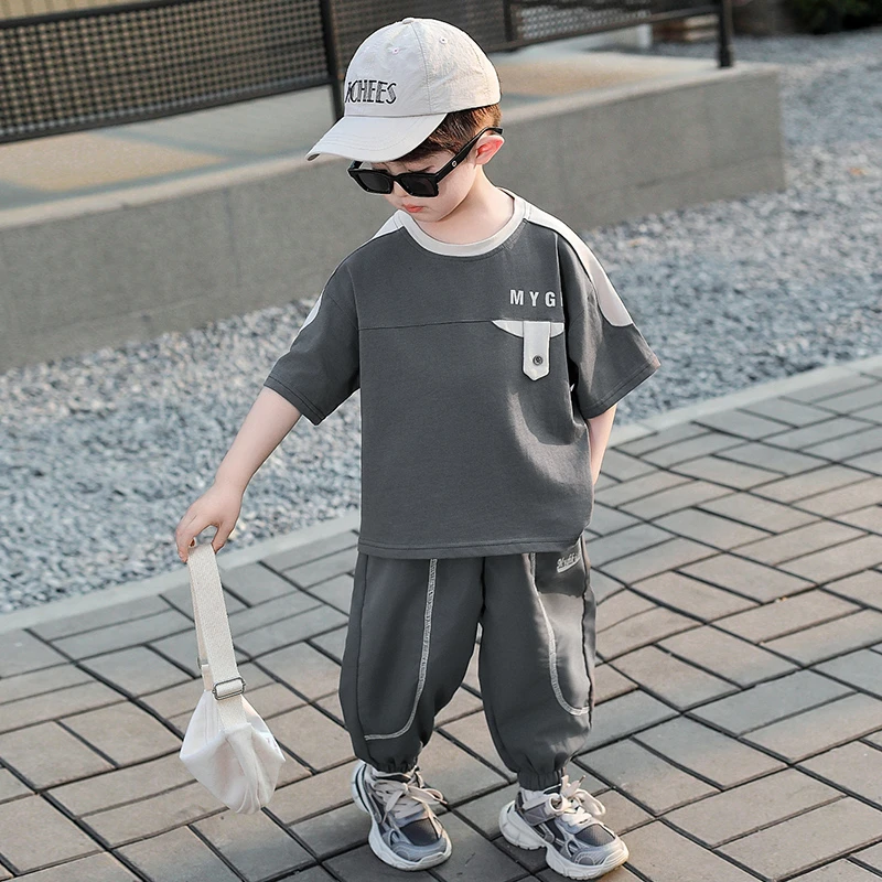男童短袖t恤套装夏季儿童休闲运动两件套中小童宽松半袖2025新款