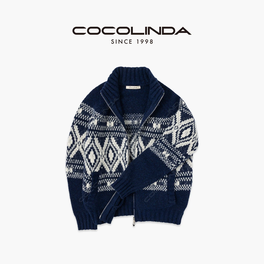 COCOLINDA “圣诞氛围”【绵羊毛3针】环绕菱形格提花CP款羊毛衫S5624