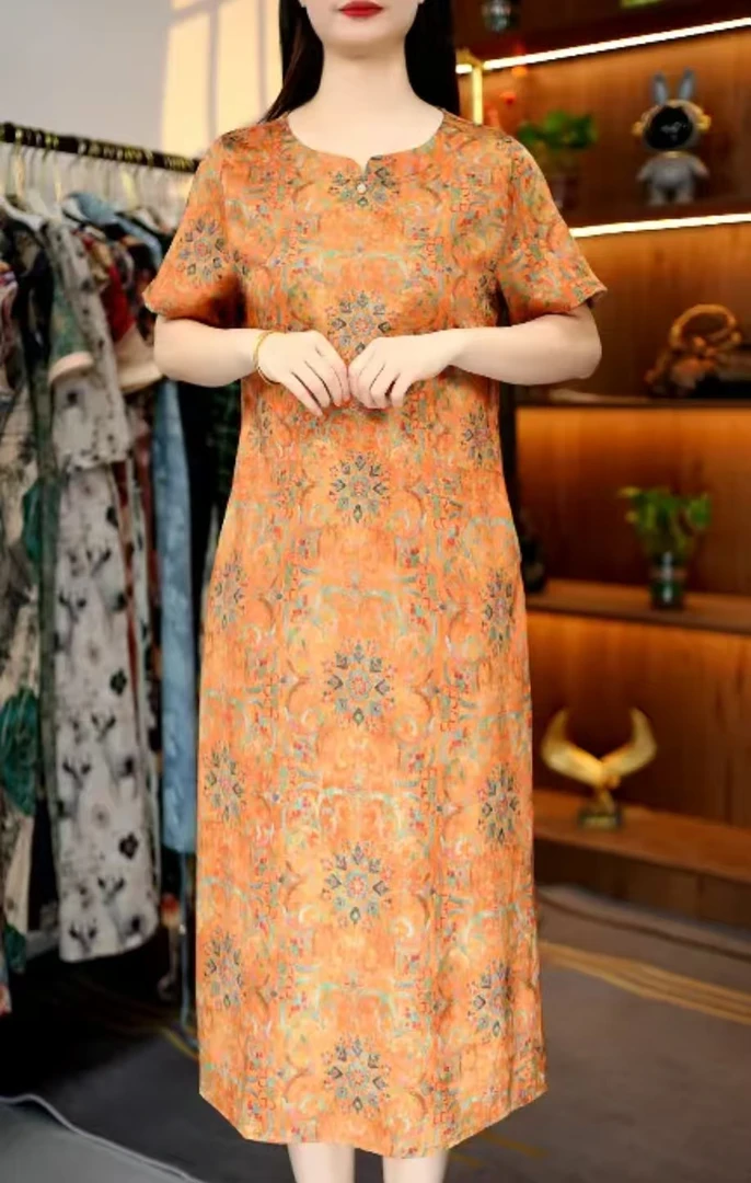 宝相图 夏季时尚轻奢亲肤透气中长款连衣裙