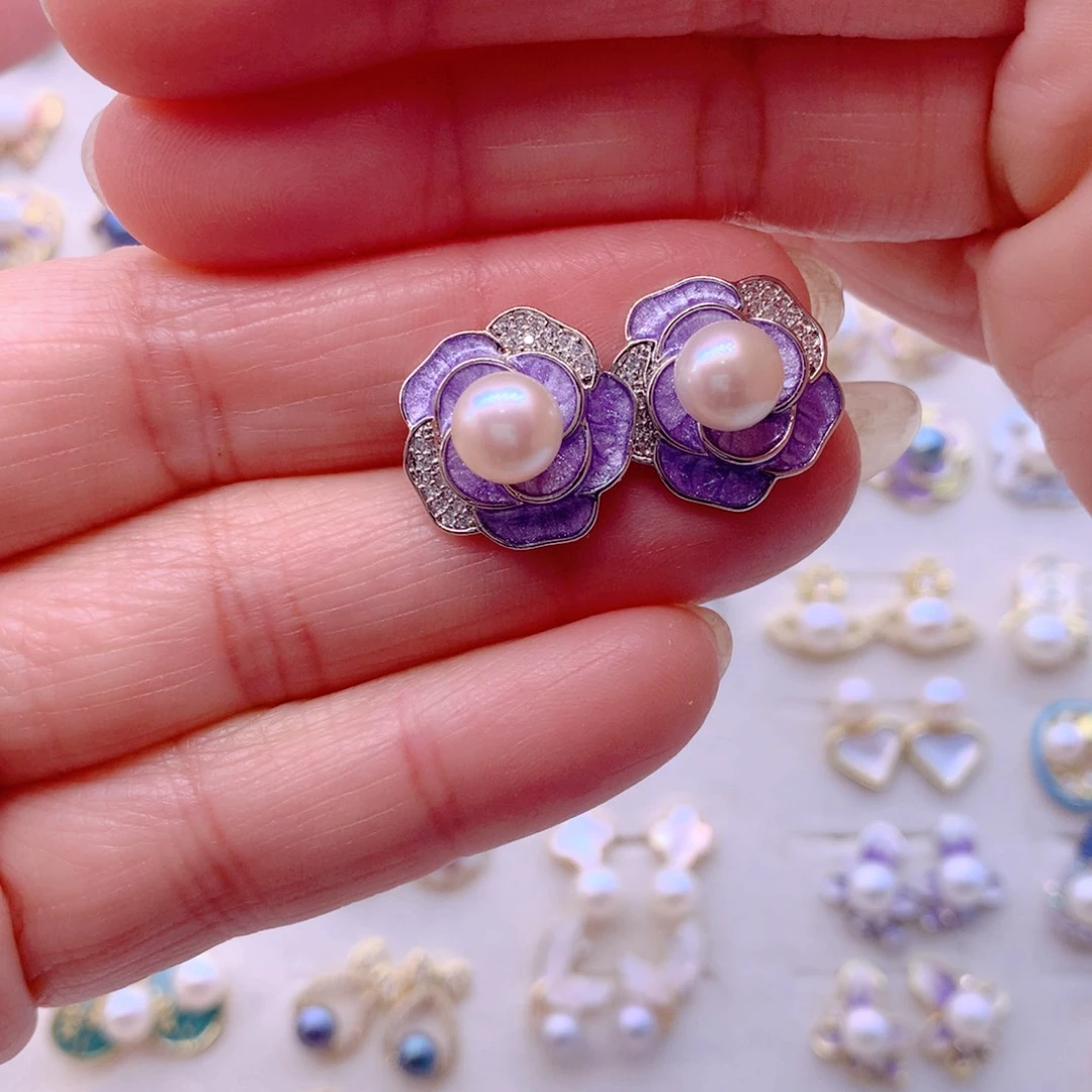 淡水珍珠耳饰合金