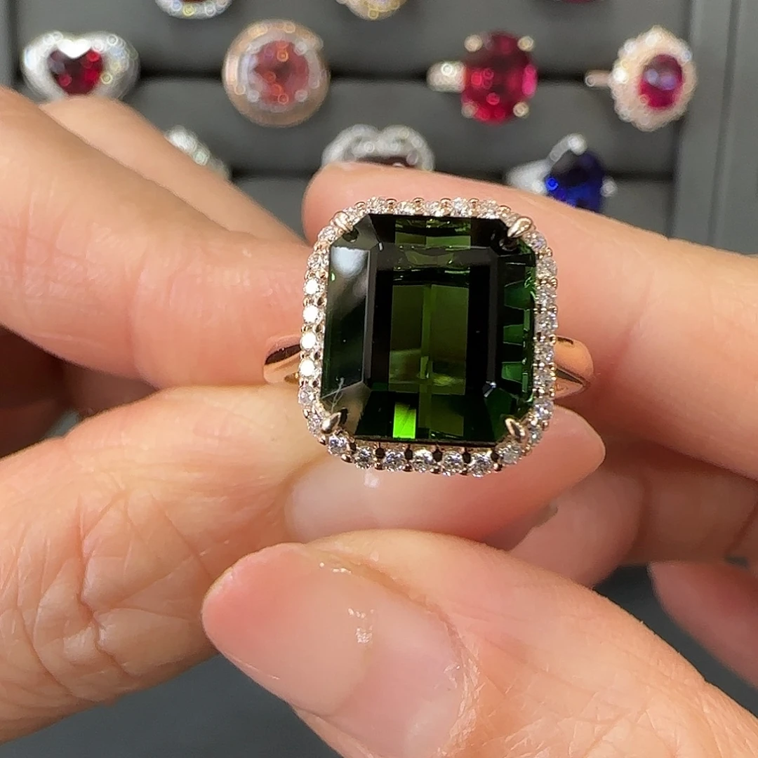 碧玺18K金镶嵌戒指7.2ct