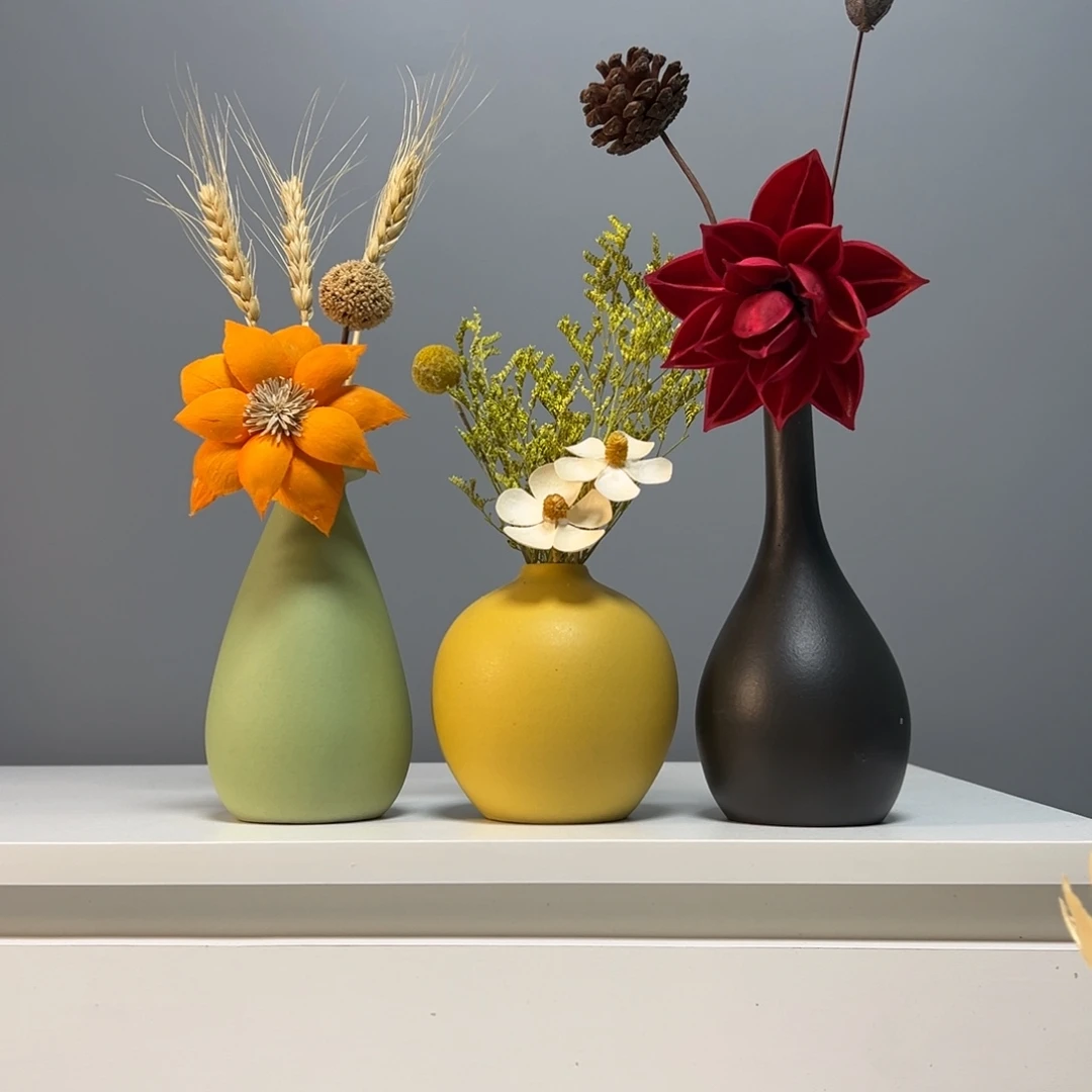 摆件景德镇手作陶瓷花瓶摆件无孔