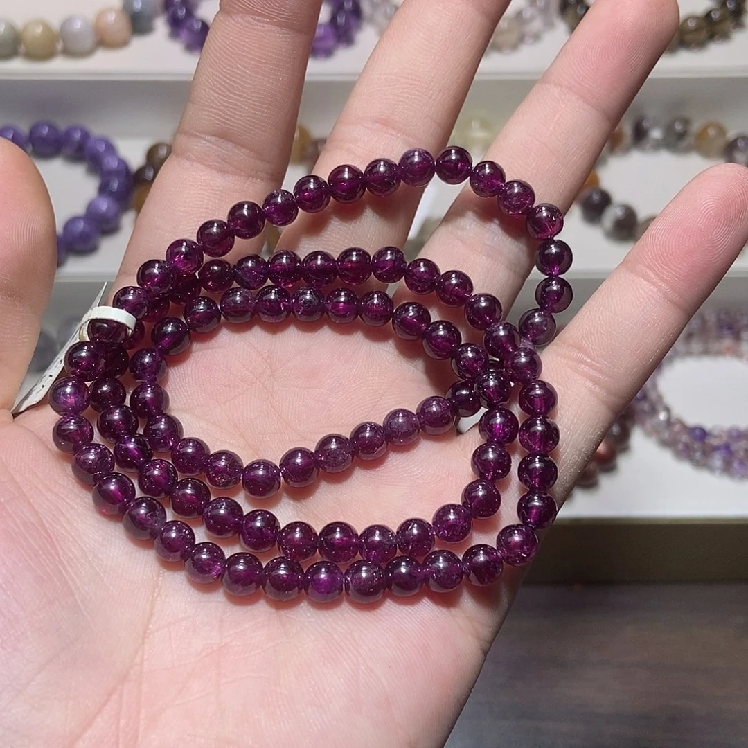 未镶嵌石榴石（紫牙乌）手链紫牙乌三圈6.3