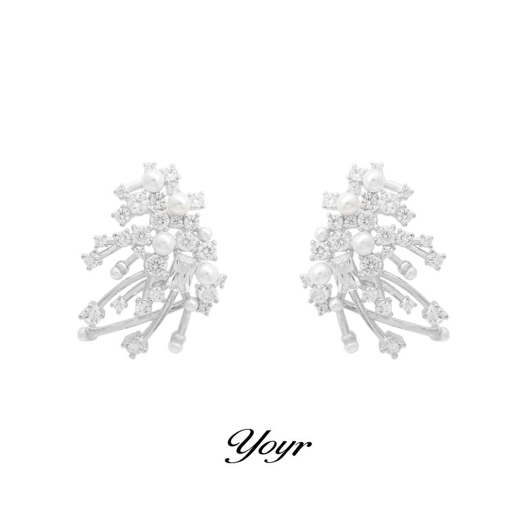 YOYR 黄铜耳饰 玫瑰同款微镶满钻精工雪花耳钉高品质耳环