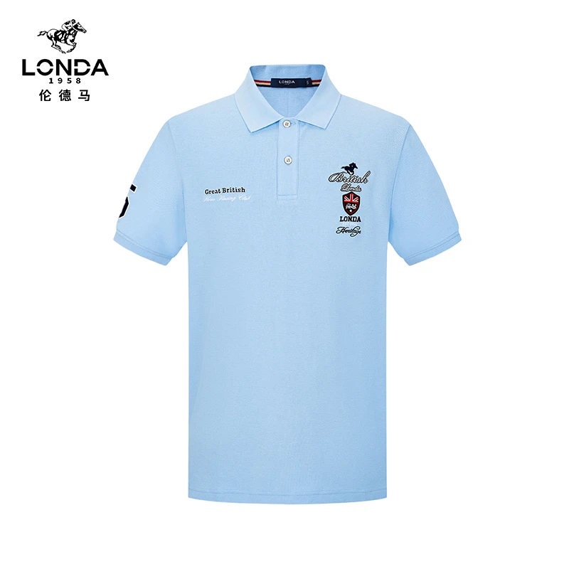 【LONDA伦德马】刺绣棉25春夏薄款短袖老钱风polo衫男款2813