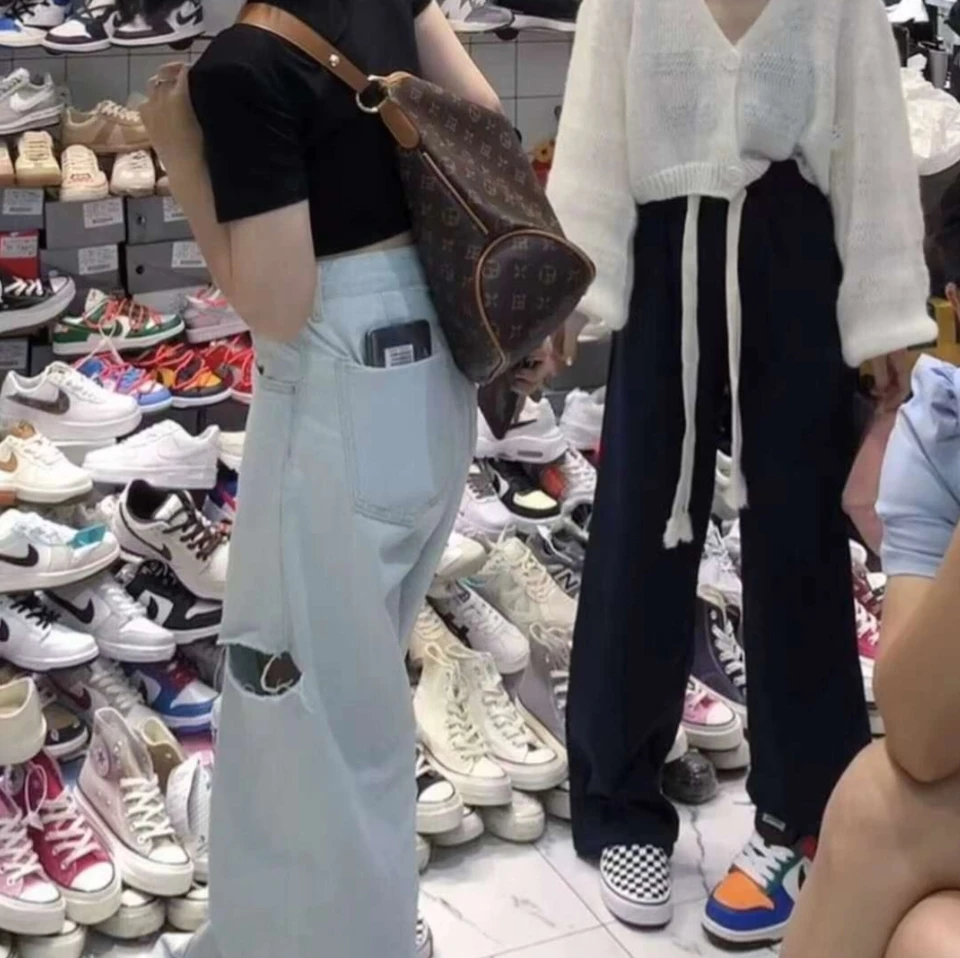 韩系牛仔阔腿裤 076