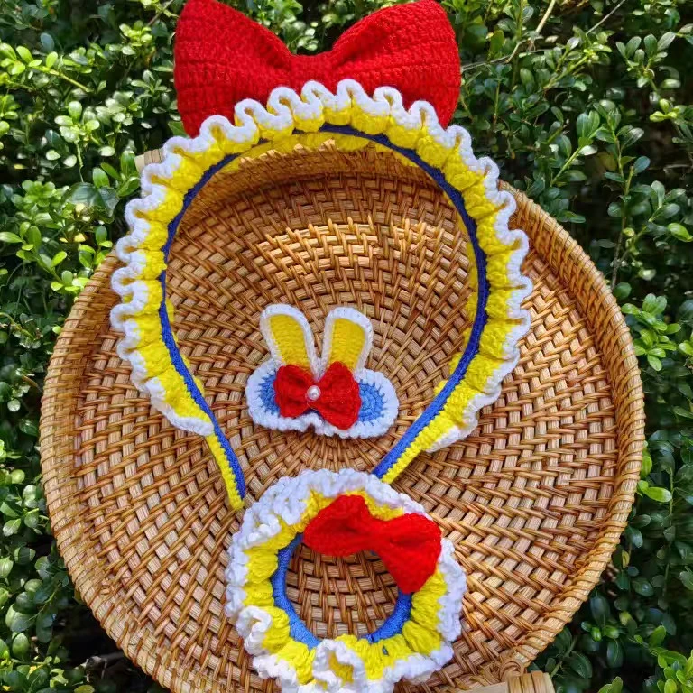 毛线手工钩织迪士尼公主系列发箍秋冬发夹可爱头饰韩版发卡发圈