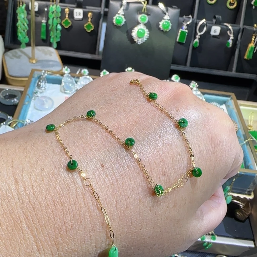 翡翠18K金镶嵌颈饰手链