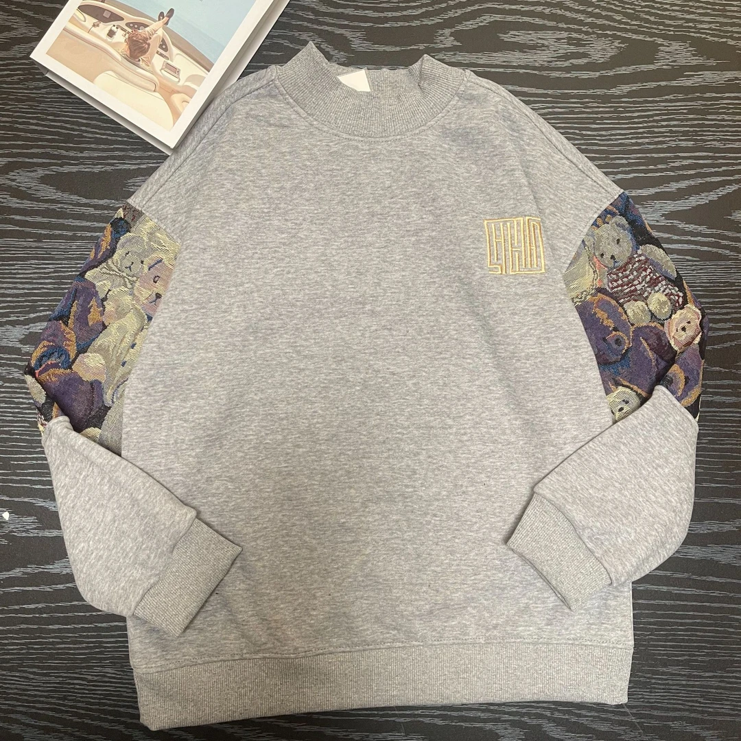 289青少年秋冬加绒加厚圆领卫衣中大童国潮风汉字百搭休闲上衣