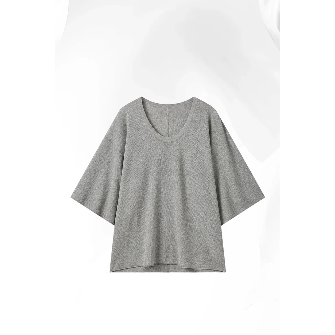 2025年法式气质设计感小众复古宽松极简慵懒舒适百搭宽松半袖T恤