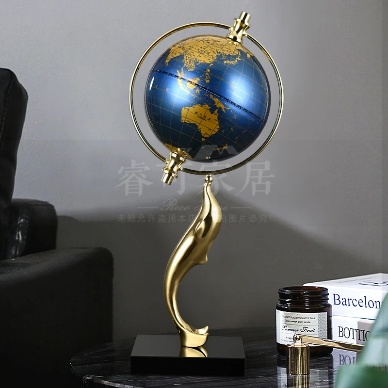 领导办公室地球仪摆件高档酒柜电视柜高级大气客厅玄关装饰艺术品