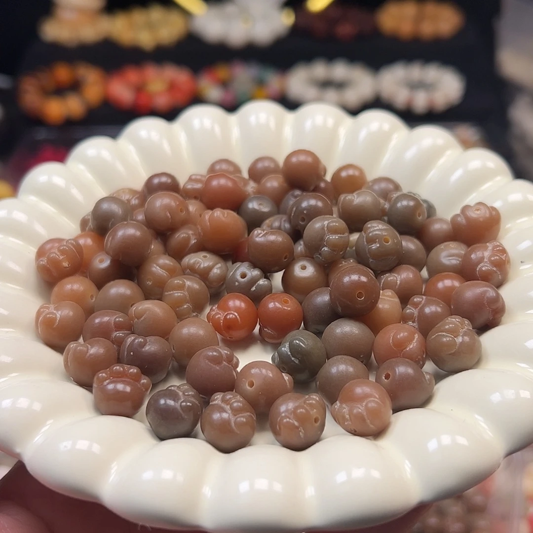 手串菩提根/象牙果50颗微瑕冰咖色猫爪