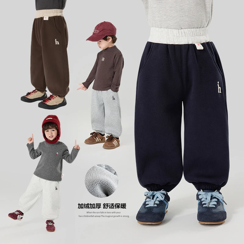 【加绒】郝叔童品秋冬新款2025男童时尚网红潮牌加绒卫裤kkHZ53255