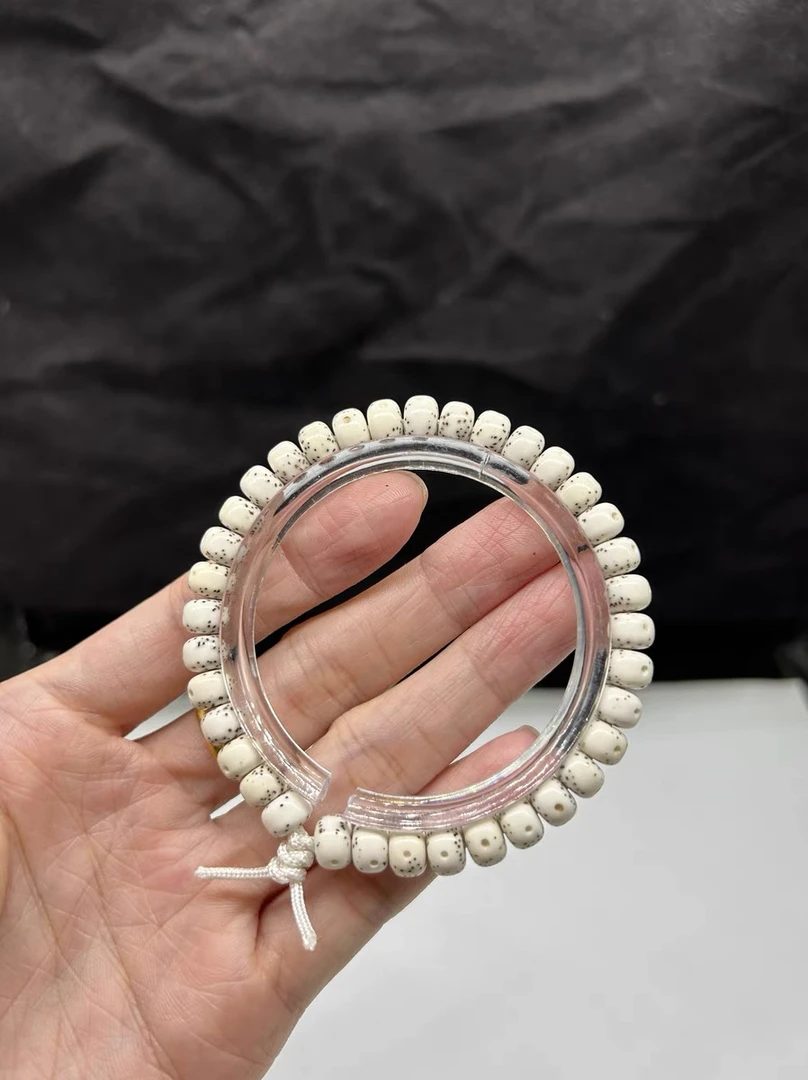 收藏级海南毛感料微脱干磨顺白6X8藏式桶珠通体大江山留白散星1