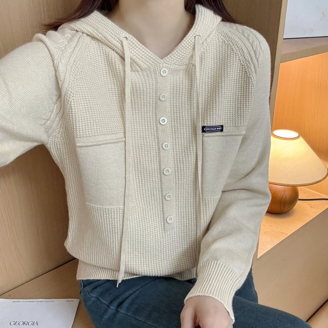 772#新款时尚针织衫连帽宽松打底衫女士洋气上衣804