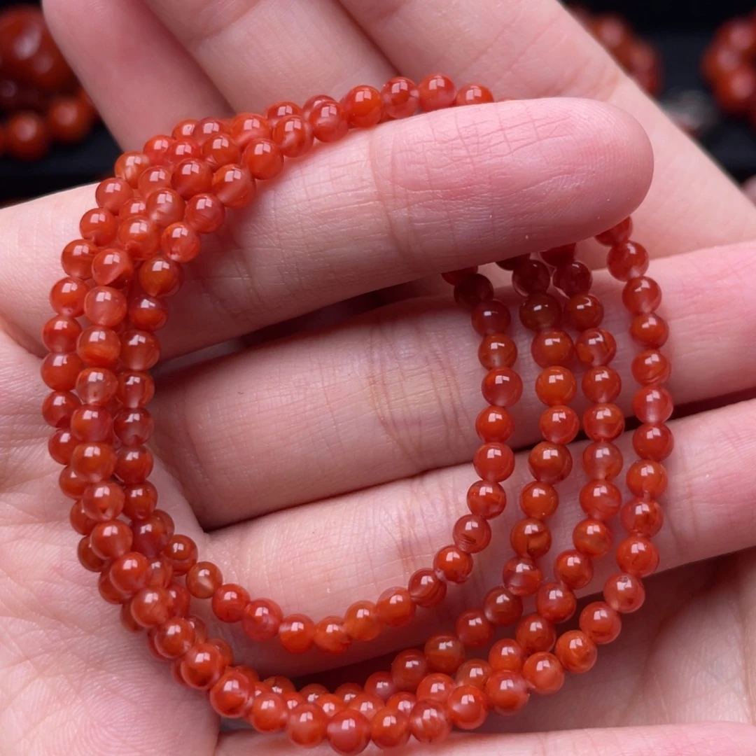 南红玛瑙未镶嵌珠宝奇石多圈4mm